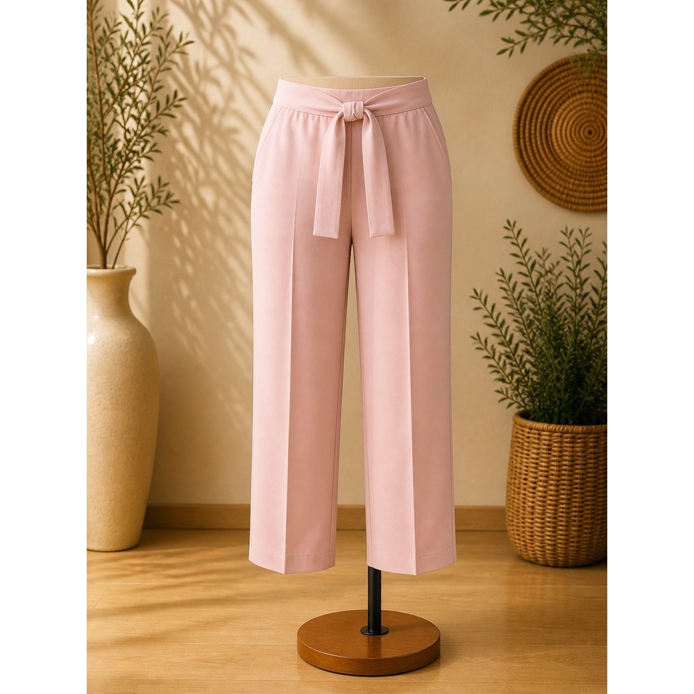 Ann Taylor Factory Pink Tie-Waist Wide-Leg Trousers